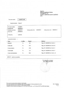 Certificazione pellet alfa-alfa iinglese